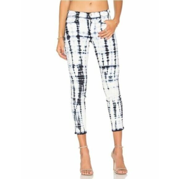 J Brand Capri Tied Estate Blu Skinny Jeans Capri Crop Tie Dye Sz 29 NWT - Picture 1 of 14